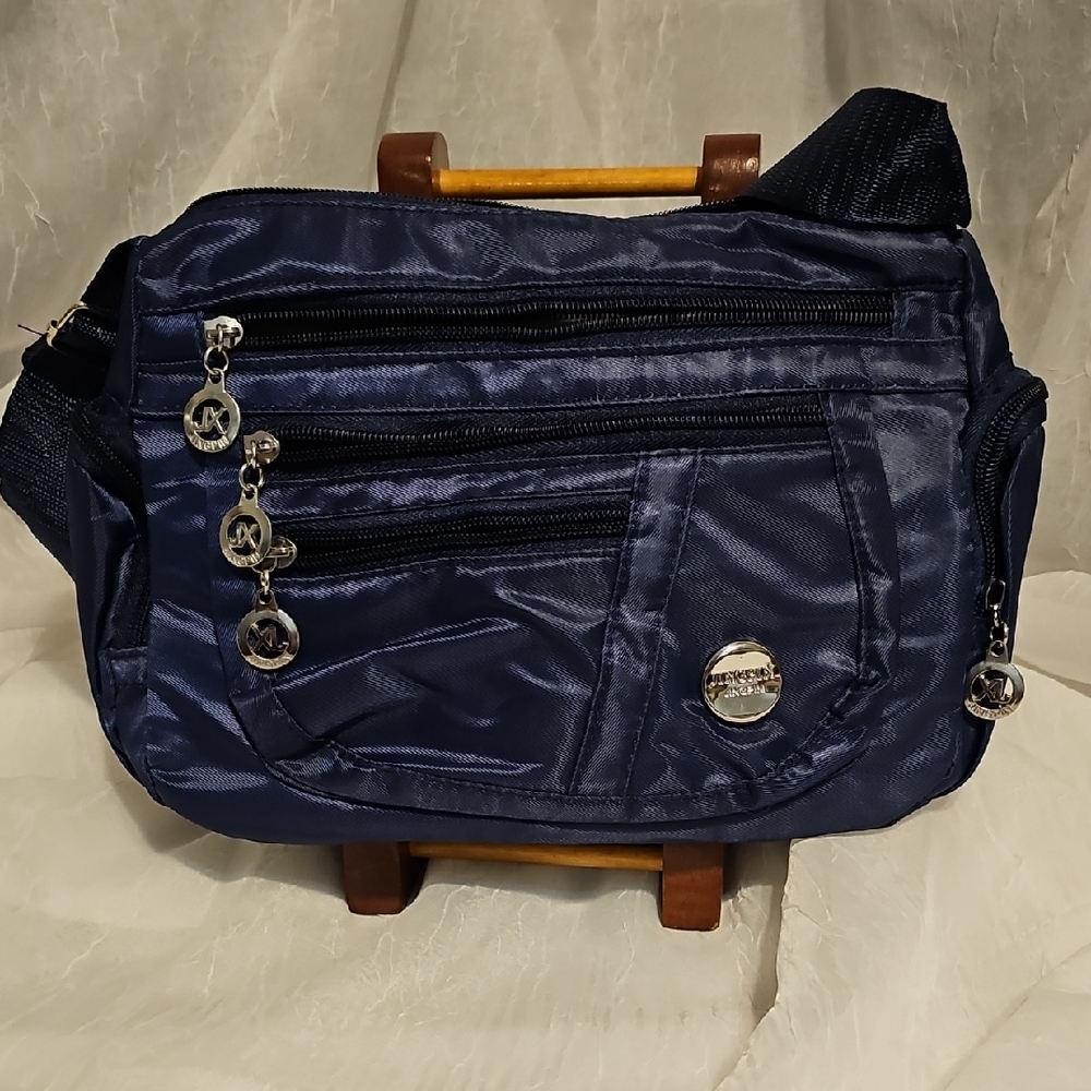 Chic Navy Crossbody Bag with Silver Accents